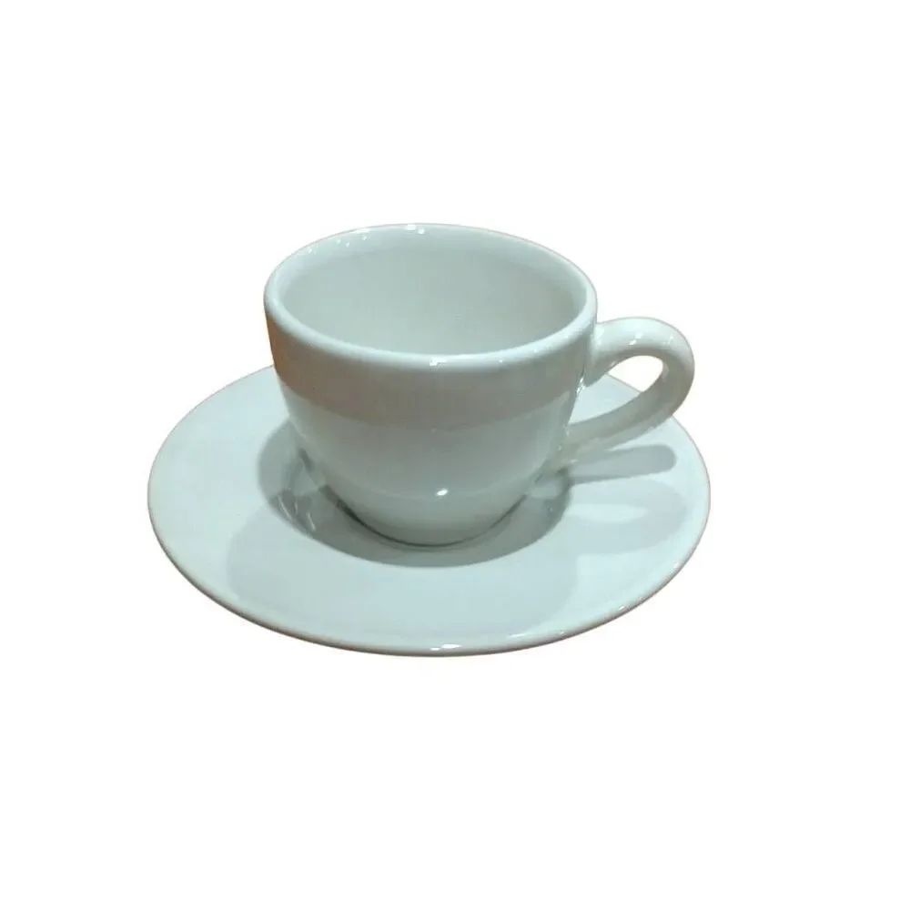 2 Krups Espresso Cup Sets, 4 2 1/2 Espresso Cups with Saucers, White Stoneware.